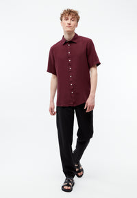 Givn Berlin Kurzarm-Hemd GBDYLAN regular aus Leinen Buttoned Shirt Burgundy (Linen)
