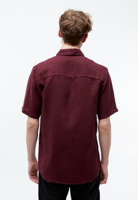 Givn Berlin Kurzarm-Hemd GBDYLAN regular aus Leinen Buttoned Shirt Burgundy (Linen)