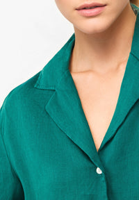 Givn Berlin Kurzarmbluse GBCAROL relaxed aus Leinen Blouse Malachite Green (Linen)