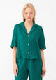 Givn Berlin Kurzarmbluse GBCAROL relaxed aus Leinen Blouse Malachite Green (Linen)
