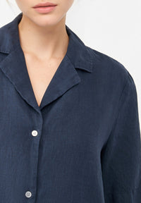 Givn Berlin Kurzarmbluse GBCAROL relaxed aus Leinen Blouse Midnight Blue (Linen)