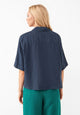 Givn Berlin Kurzarmbluse GBCAROL relaxed aus Leinen Blouse Midnight Blue (Linen)