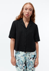 Givn Berlin Kurzarmbluse GBCAROL relaxed aus Leinen Blouse Black (Linen)