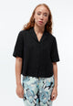 Givn Berlin Kurzarmbluse GBCAROL relaxed aus Leinen Blouse Black (Linen)