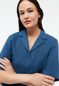 Givn Berlin Kurzarmbluse GBCAROL relaxed aus Leinen Blouse Blazing Blue (Linen)