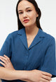 Givn Berlin Kurzarmbluse GBCAROL relaxed aus Leinen Blouse Blazing Blue (Linen)