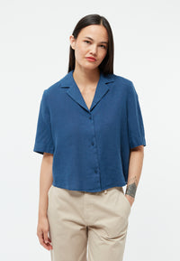 Givn Berlin Kurzarmbluse GBCAROL relaxed aus Leinen Blouse Blazing Blue (Linen)