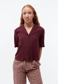 Givn Berlin Kurzarmbluse GBCAROL relaxed aus Leinen Blouse Burgundy (Linen)