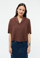 Givn Berlin Kurzarmbluse GBCAROL relaxed aus Leinen Blouse Chocolate Brown (Linen)