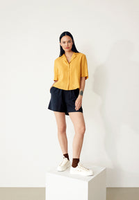 Givn Berlin Kurzarmbluse GBCAROL relaxed aus Leinen Blouse Faded Gold (Linen)