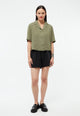 Givn Berlin Kurzarmbluse GBCAROL relaxed aus Leinen Blouse Faded Olive (Linen)