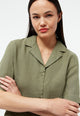 Givn Berlin Kurzarmbluse GBCAROL relaxed aus Leinen Blouse Faded Olive (Linen)