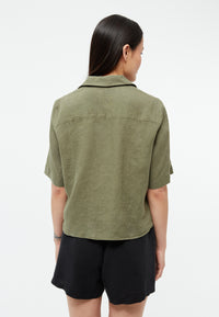 Givn Berlin Kurzarmbluse GBCAROL relaxed aus Leinen Blouse Faded Olive (Linen)