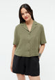 Givn Berlin Kurzarmbluse GBCAROL relaxed aus Leinen Blouse Faded Olive (Linen)
