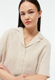 Givn Berlin Kurzarmbluse GBCAROL relaxed aus Leinen Blouse Oat Beige (Linen)