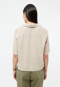 Givn Berlin Kurzarmbluse GBCAROL relaxed aus Leinen Blouse Oat Beige (Linen)