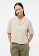 Givn Berlin Kurzarmbluse GBCAROL relaxed aus Leinen Blouse Oat Beige (Linen)