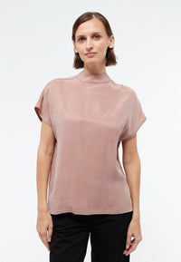 Givn Berlin Kurzarmbluse GBLETIZIA mit Stehkragen aus TENCEL™ mit Peach-Effekt Blouse Rosewood