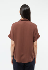Givn Berlin Kurzarmbluse GBSARAH aus LENZING™ ECOVERO™ Blouse Chocolate Brown