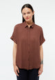 Givn Berlin Kurzarmbluse GBSARAH aus LENZING™ ECOVERO™ Blouse Chocolate Brown
