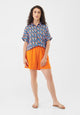 Givn Berlin Kurzarmbluse GBSARAH relaxed Fit aus LENZING™ ECOVERO™ Blouse Blue / Orange (Drops)