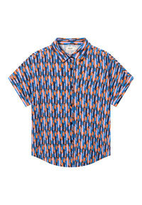Givn Berlin Kurzarmbluse GBSARAH relaxed Fit aus LENZING™ ECOVERO™ Blouse Blue / Orange (Drops)