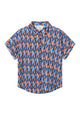 Givn Berlin Kurzarmbluse GBSARAH relaxed Fit aus LENZING™ ECOVERO™ Blouse Blue / Orange (Drops)