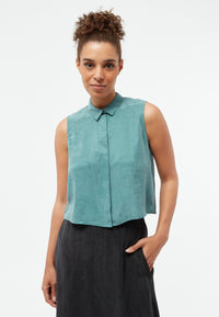 Givn Berlin Kurzarmbluse GBXENIA aus TENCEL™ mit Peach-Effekt Blouse Graphite Green (Tencel)
