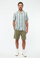 Givn Berlin Kurzarmhemd GBBARIK aus LENZING™ ECOVERO™ Buttoned Shirt Ice Water Blue / Faded Olive (Stripes)