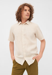 Givn Berlin Kurzarm-Hemd GBDYLAN regular aus Leinen Buttoned Shirt Beige (Linen)