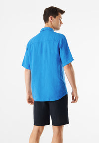 Givn Berlin Kurzarm-Hemd GBDYLAN regular aus Leinen Buttoned Shirt French Blue (Linen)