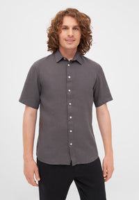 Givn Berlin Kurzarm-Hemd GBDYLAN regular aus Leinen Buttoned Shirt Taupe (Linen)