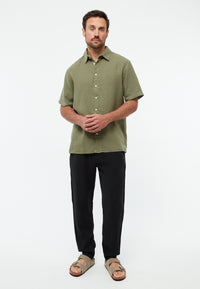 Givn Berlin Kurzarmhemd GBKODA aus Leinen Buttoned Shirt Faded Olive (Linen)