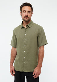 Givn Berlin Kurzarmhemd GBKODA aus Leinen Buttoned Shirt Faded Olive (Linen)