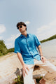 Givn Berlin Bowling-Shirt GBLUCA relaxed aus Bio-Baumwoll Musselin Buttoned Shirt French Blue (Musselin)