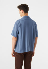 Givn Berlin Kurzarmhemd GBLUCA aus LENZING™ ECOVERO™ Buttoned Shirt Steel Blue