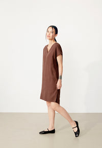 Givn Berlin Kurzes Kleid GBMABEL aus Leinen Dress Chocolate Brown (Linen)