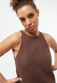 Givn Berlin Kurzes Kleid GBYUNA aus Leinen Dress Chocolate Brown (Linen)