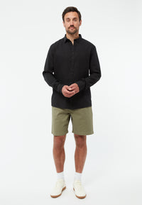 Givn Berlin Langarmhemd GBKENT aus Leinen Buttoned Shirt Black (Linen)