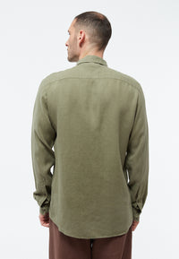 Givn Berlin Langarmhemd GBKENT aus Leinen Buttoned Shirt Faded Olive (Linen)