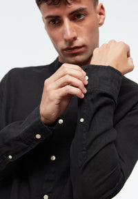 Givn Berlin Langarmhemd GBWES aus Leinen Buttoned Shirt Black (Linen)