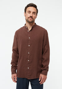 Givn Berlin Langarmhemd GBWES aus Leinen Buttoned Shirt Chocolate Brown (Linen)