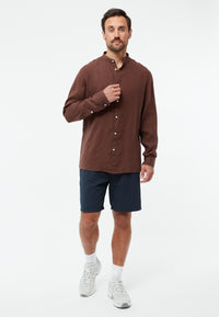 Givn Berlin Langarmhemd GBWES aus Leinen Buttoned Shirt Chocolate Brown (Linen)