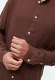 Givn Berlin Langarmhemd GBWES aus Leinen Buttoned Shirt Chocolate Brown (Linen)