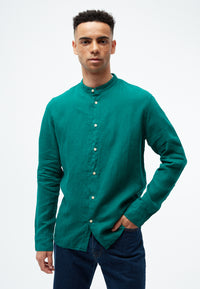 Givn Berlin Hemd GBWES regular aus Leinen mit Stehkragen Buttoned Shirt Malachite Green (Linen)