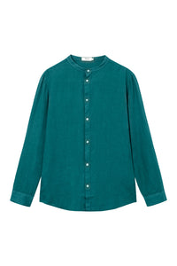 Givn Berlin Hemd GBWES regular aus Leinen mit Stehkragen Buttoned Shirt Malachite Green (Linen)
