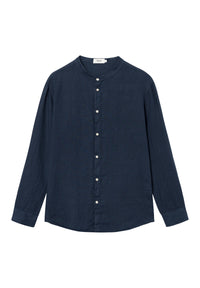 Givn Berlin Hemd GBWES regular aus Leinen mit Stehkragen Buttoned Shirt Midnight Blue (Linen)