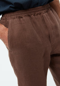 Givn Berlin Leinenhose GBERIC mit Tunnelzug Trousers Chocolate Brown (Linen)