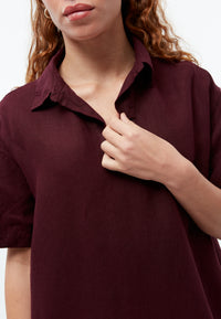 Givn Berlin Leinenkleid GBELAINE mit Polokragen Dress Burgundy (Linen)
