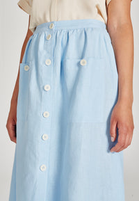CARMEN Linen Skirt - Pale Blue (Linen)